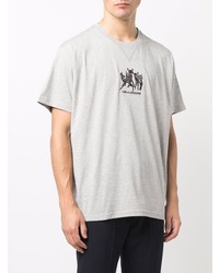 graues besticktes T-Shirt mit einem Rundhalsausschnitt von Burberry