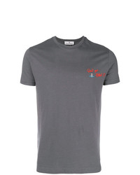 graues besticktes T-Shirt mit einem Rundhalsausschnitt von Vivienne Westwood