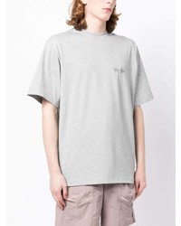 graues besticktes T-Shirt mit einem Rundhalsausschnitt von MAISON KITSUNÉ