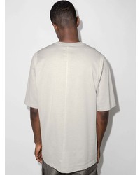 graues besticktes T-Shirt mit einem Rundhalsausschnitt von Rick Owens