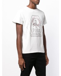 graues besticktes T-Shirt mit einem Rundhalsausschnitt von Puma