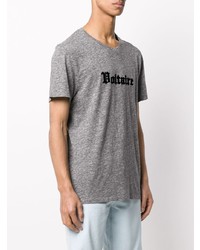 graues besticktes T-Shirt mit einem Rundhalsausschnitt von Zadig & Voltaire