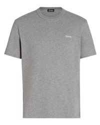 graues besticktes T-Shirt mit einem Rundhalsausschnitt von Zegna