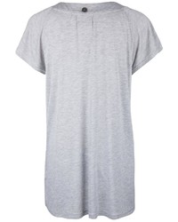 graues besticktes T-Shirt mit einem V-Ausschnitt von Usha