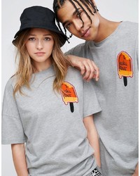 graues besticktes T-shirt von Asos