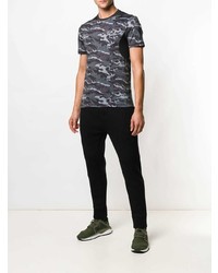 graues Camouflage T-Shirt mit einem Rundhalsausschnitt von Ea7 Emporio Armani