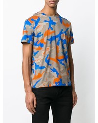 graues Camouflage T-Shirt mit einem Rundhalsausschnitt von Valentino