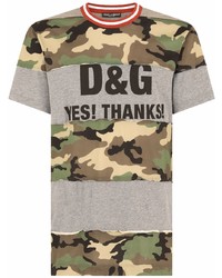 graues Camouflage T-Shirt mit einem Rundhalsausschnitt von Dolce & Gabbana