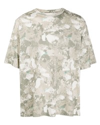 graues Camouflage T-Shirt mit einem Rundhalsausschnitt von Marcelo Burlon County of Milan
