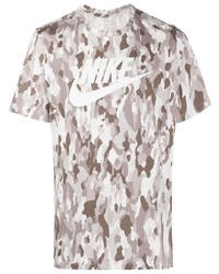 graues Camouflage T-Shirt mit einem Rundhalsausschnitt von Nike