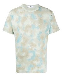 graues Camouflage T-Shirt mit einem Rundhalsausschnitt von Stone Island