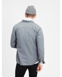 graues Chambray Langarmhemd von Jack & Jones