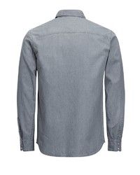 graues Chambray Langarmhemd von Jack & Jones