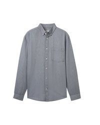 graues Chambray Langarmhemd von Tom Tailor