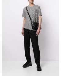 graues T-Shirt mit einem Rundhalsausschnitt mit Chevron-Muster von Emporio Armani