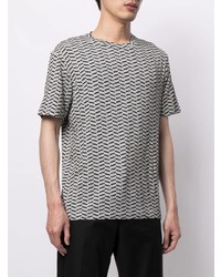 graues T-Shirt mit einem Rundhalsausschnitt mit Chevron-Muster von Emporio Armani