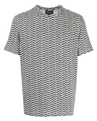graues T-Shirt mit einem Rundhalsausschnitt mit Chevron-Muster von Emporio Armani