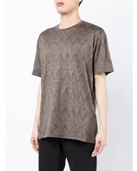 graues T-Shirt mit einem Rundhalsausschnitt mit Chevron-Muster von Giorgio Armani