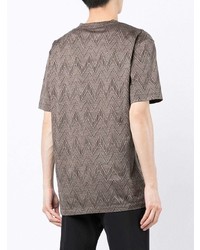 graues T-Shirt mit einem Rundhalsausschnitt mit Chevron-Muster von Giorgio Armani