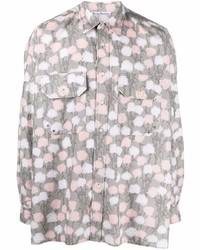 graues Flanell Langarmhemd mit Blumenmuster von Acne Studios