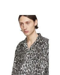 graues Flanell Langarmhemd mit Leopardenmuster von Wacko Maria