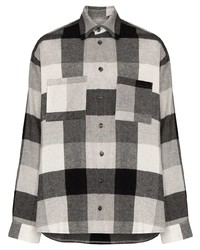 graues Flanell Langarmhemd mit Vichy-Muster von DUOltd