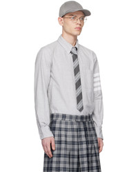 graues Flanell Langarmhemd von Thom Browne