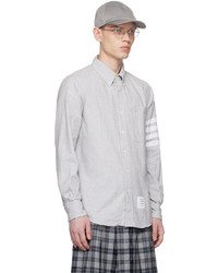 graues Flanell Langarmhemd von Thom Browne