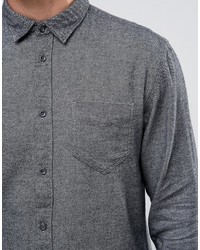graues Flanell Langarmhemd von Selected