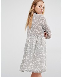 graues gepunktetes Kleid von Reclaimed Vintage