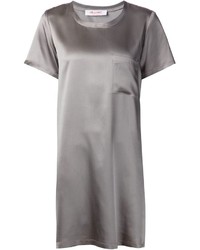 graues gerade geschnittenes Kleid aus Seide