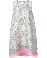 graues gerade geschnittenes Kleid aus Seide von Carolina Herrera