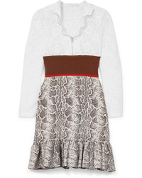 graues gerade geschnittenes Kleid mit Schlangenmuster von Chloé