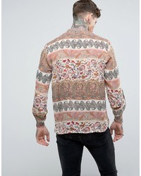 graues Hemd mit Paisley-Muster von Reclaimed Vintage