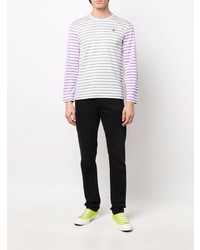 graues horizontal gestreiftes Langarmshirt von Comme Des Garcons Play