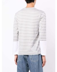 graues horizontal gestreiftes Langarmshirt von Comme Des Garcons Play