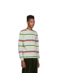 graues horizontal gestreiftes Langarmshirt von Noah NYC