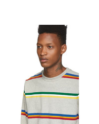 graues horizontal gestreiftes Langarmshirt von Noah NYC