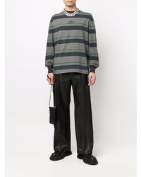 graues horizontal gestreiftes Langarmshirt von Han Kjobenhavn