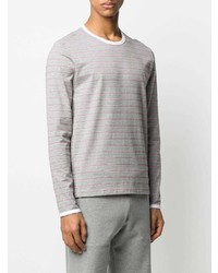 graues horizontal gestreiftes Langarmshirt von Thom Browne