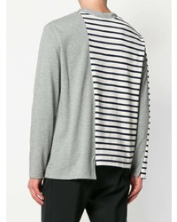 graues horizontal gestreiftes Langarmshirt von JW Anderson