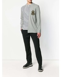 graues horizontal gestreiftes Langarmshirt von JW Anderson