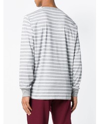 graues horizontal gestreiftes Langarmshirt von Polo Ralph Lauren