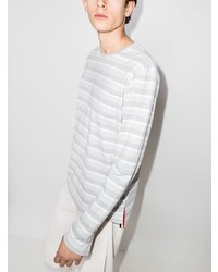 graues horizontal gestreiftes Langarmshirt von Thom Browne