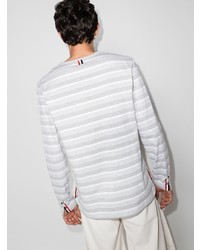 graues horizontal gestreiftes Langarmshirt von Thom Browne