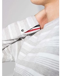 graues horizontal gestreiftes Langarmshirt von Thom Browne