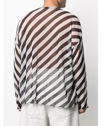 graues horizontal gestreiftes Langarmshirt von Sunnei