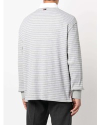 graues horizontal gestreiftes Langarmshirt von Thom Browne