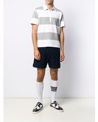 graues horizontal gestreiftes Polohemd von Thom Browne