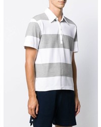 graues horizontal gestreiftes Polohemd von Thom Browne